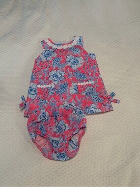 Lilly Pulitzer Bloomer set size 12-18mo Pink Blue Floral